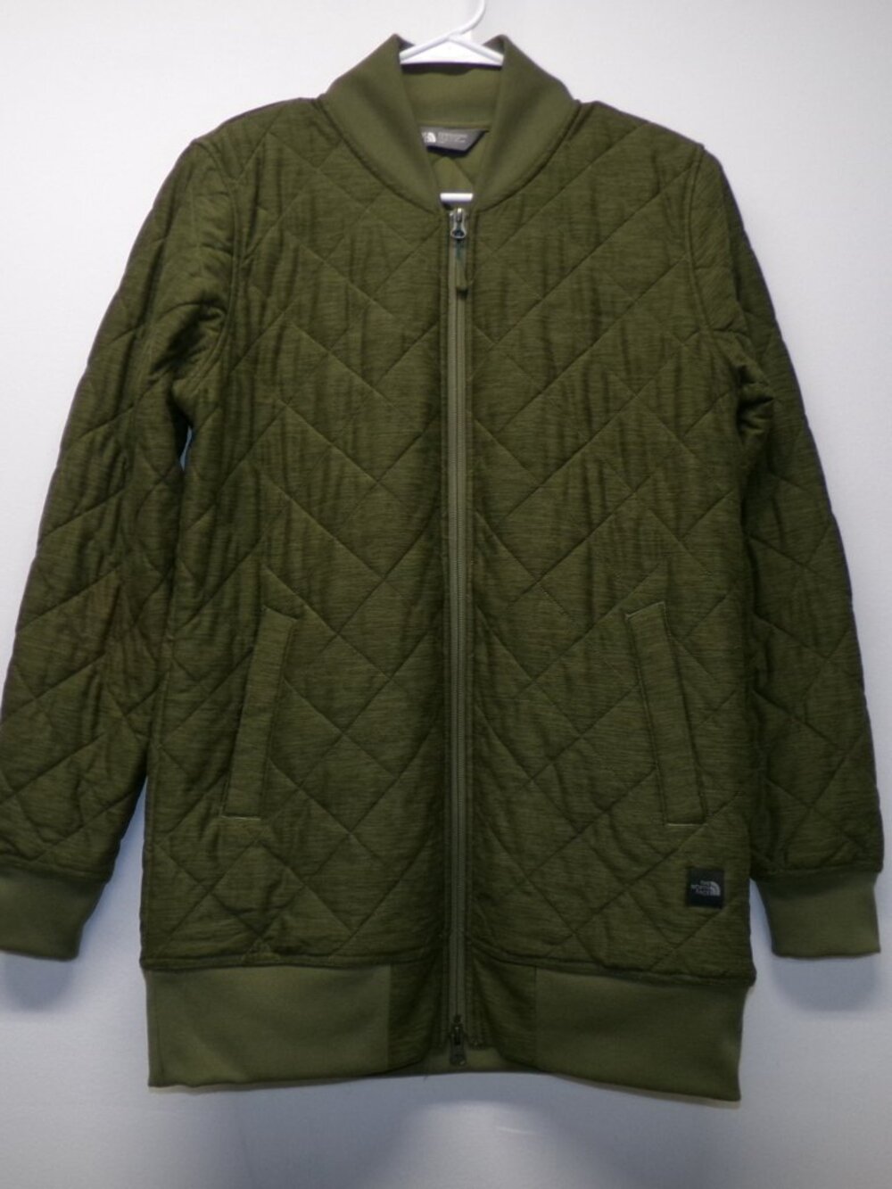 The North Face Mod Bomber Jacket Women's Small Green Full Zip Quilted Outdoor